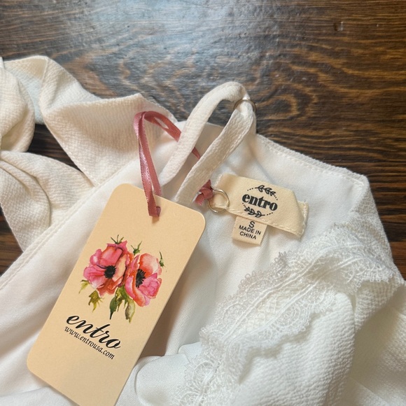 Elegant White Lace Trim Chemise Mini Dress NWT - Picture 2 of 3